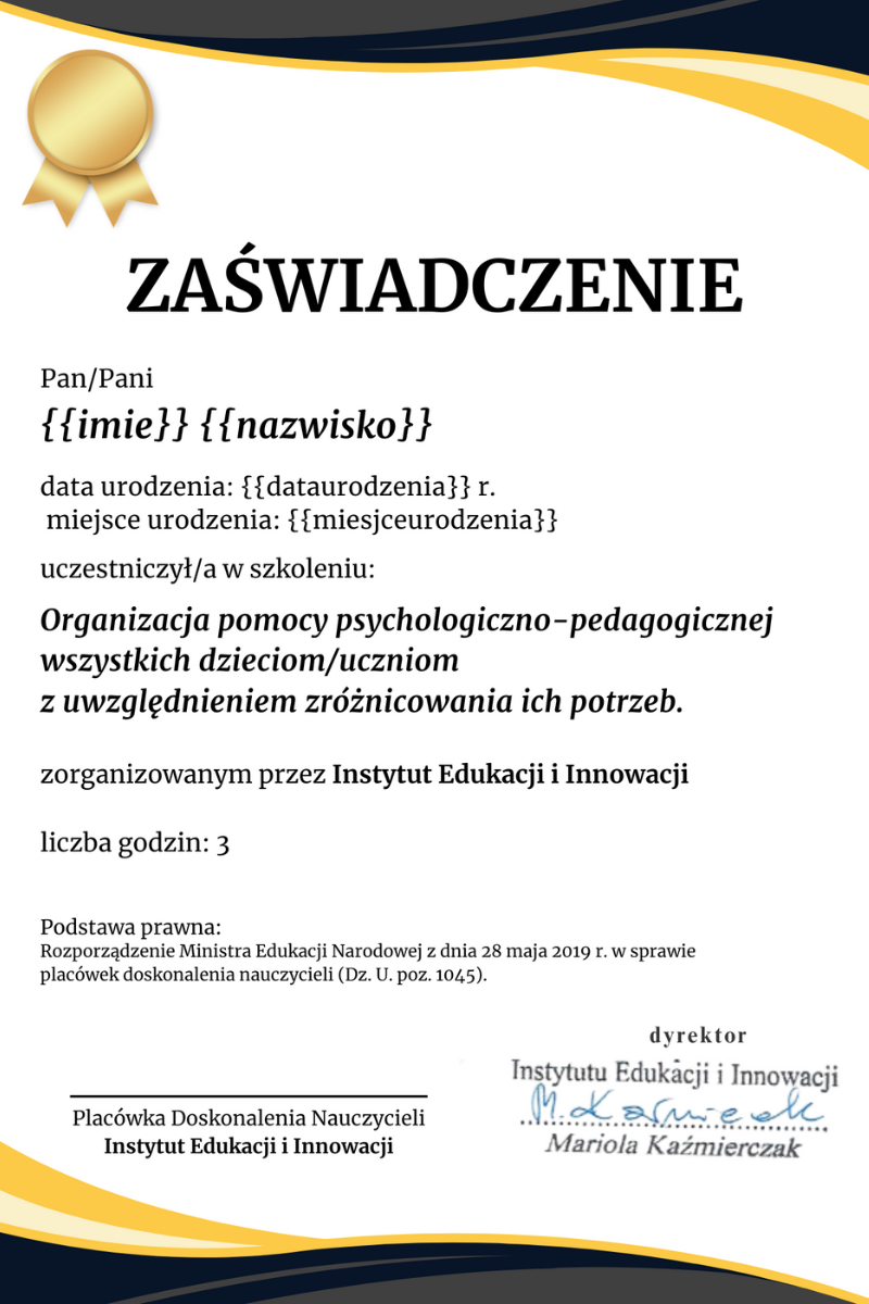 Wzór zaświadczenia MEN