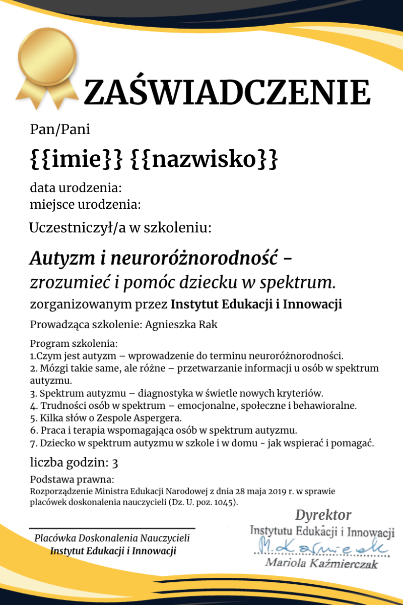 Wzór zaświadczenia MEN