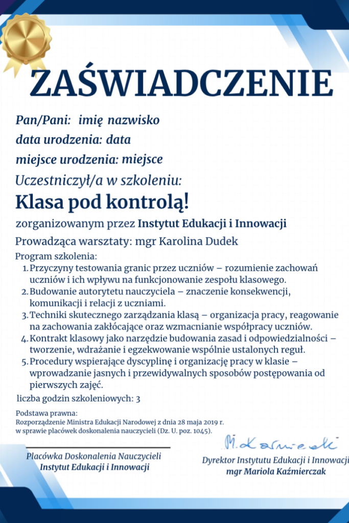 Wzór zaświadczenia MEN